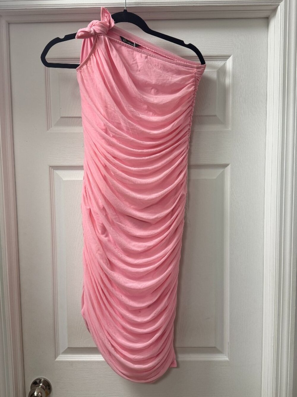 PrettyGarden One-Shoulder Ruched Midi Dress | Pink | Size Large | NWT (READ)